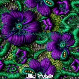 Faux Wild Violets Embroidery - Fabric