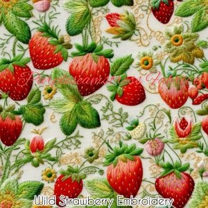 Faux Wild Strawberry Embroidery - Fabric