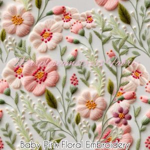 Faux Baby Pink Floral Embroidery - Fabric