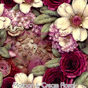 Maroon & Cream Floral - Fabric