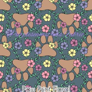 Paw Print Floral - Fabric