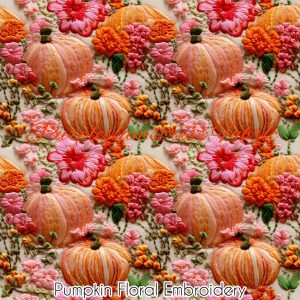 Faux Pumpkin Floral Embroidery - Fabric