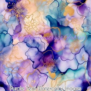 Purple Teal Watercolor Images - Fabric
