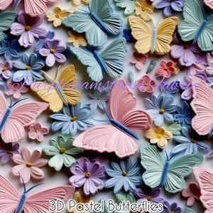 3D Pastel Butterflies - Fabric