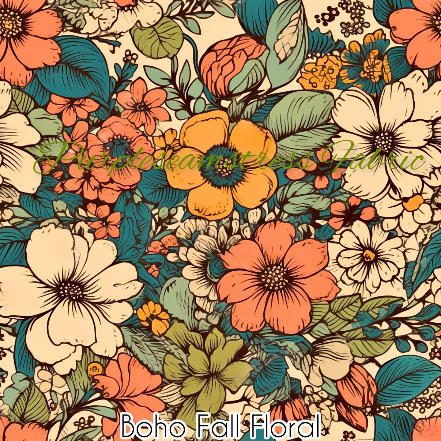 Boho Fall Floral Cotton Lycra – Purpleseamstress Fabric