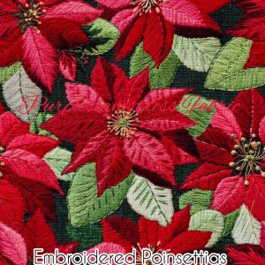 Faux Embroidered Poinsettias - Fabric