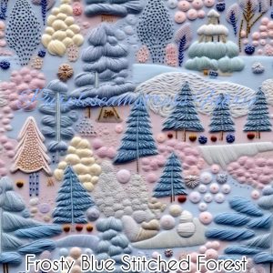Faux Frosty Blue Stitched Forest - Fabric