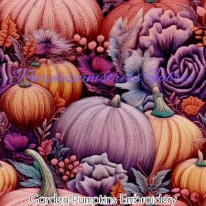 Faux Garden Pumpkins Embroidery - Fabric