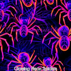Glowing Neon Spiders - Fabric