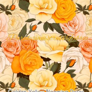 Golden Yellow Blooming Roses - Fabric