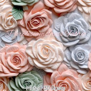 Muted 3D Roses - Fabric