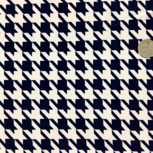 Navy Houndstooth Double Brushed Poly Spandex - C
