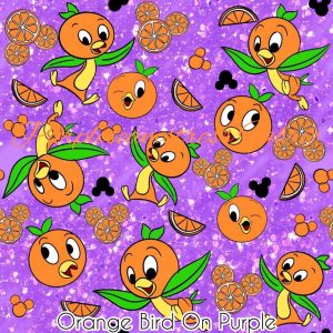 Orange Bird on Purple - Fabric