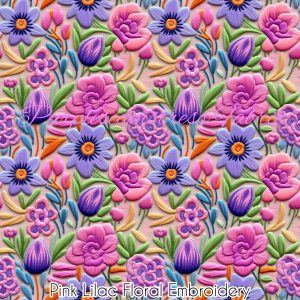 Faux Pink Lilac Floral Embroidery - Fabric