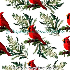 Faux Cardinal Embroidery - Fabric