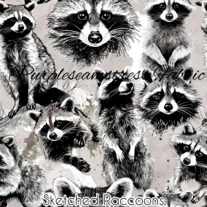 Sketched Raccoons - Fabric
