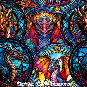 Stained Glass Dragons - Fabric