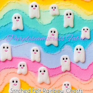 Faux Stitched Felt Rainbow Ghosts - Fabric