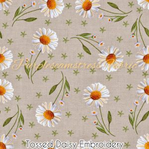 Faux Tossed Daisy Embroidery - Fabric