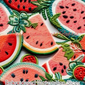 Faux Embroidered Watermelon Slices - Fabric