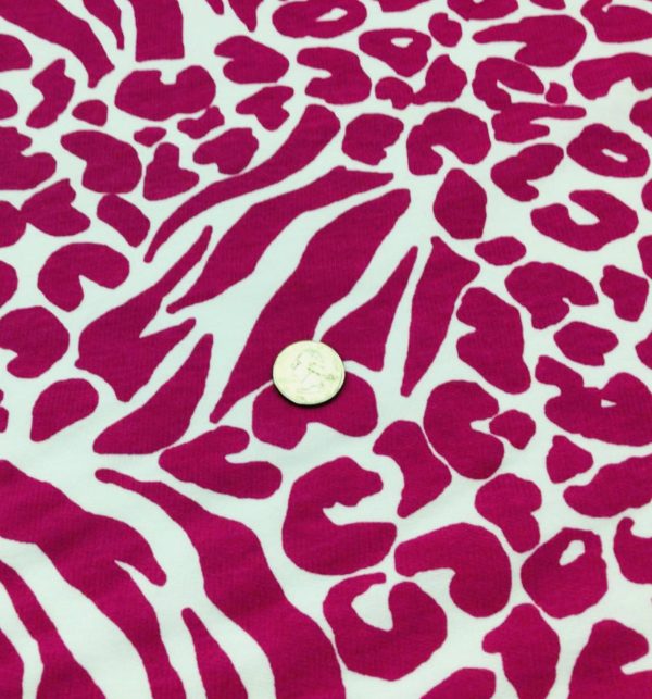 Hot Pink/ White Animal Print French Terry Purpleseamstress Fabric