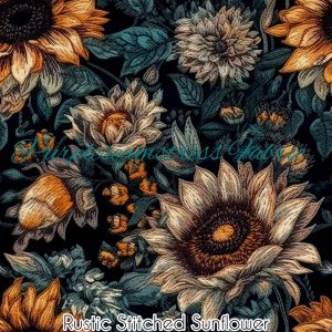 Faux Rustic Stitched Sunflowers - Fabric
