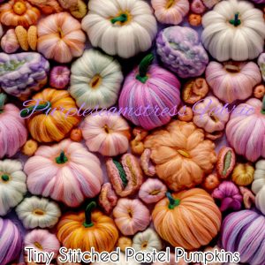 Faux Tiny Stitched Pastel Pumpkins - Fabric