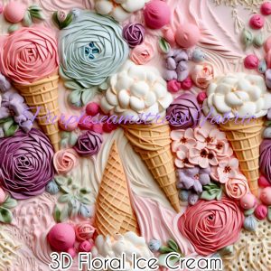 Faux 3D Floral Ice Cream - Fabric