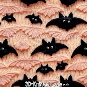 Faux 3D Knitted Bats - Fabric