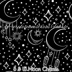 B&W Moon Charms - Fabric