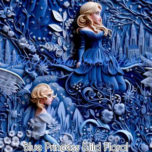 Faux Blue Princess Wild Flowers - Fabric