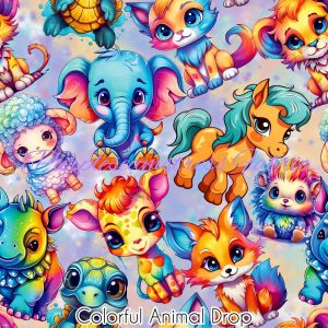 Colorful Animal Drop - Fabric