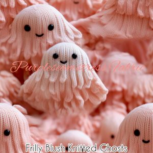 Faux Frilly Blush Knitted Ghosts - Fabric