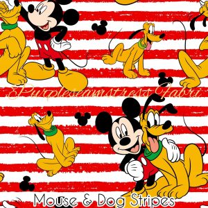 Mouse & Dog Stripes - Fabric