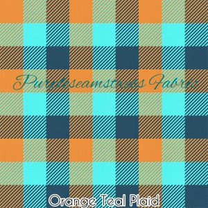 Orange Teal Plaid - Fabric