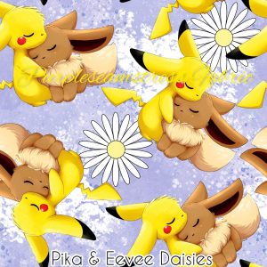 Pika & Eevee Daisies - Fabric