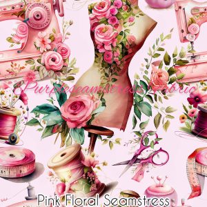 Pink Floral Seamstress - Fabric