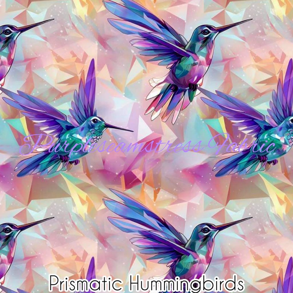 Prismatic Hummingbirds Cotton Lycra Purpleseamstress Fabric