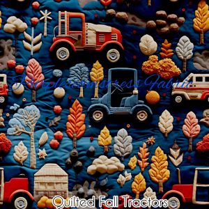 Faux Quilted Fall Tractors - Fabric