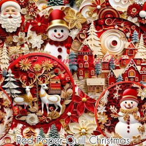 Red Paper Quill Christmas - Fabric