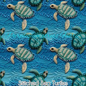 Faux Stitched Sea Turtles - Fabric