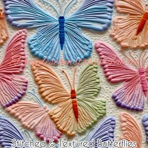 Faux Stitched & Textured Butterflies - Fabric