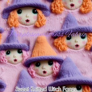 Faux Sweet Knitted Witch Faces - Fabric