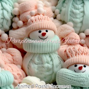 Faux Knitted Pastel Snowmen - Fabric