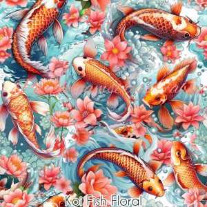 Koi Fish Floral - Fabric