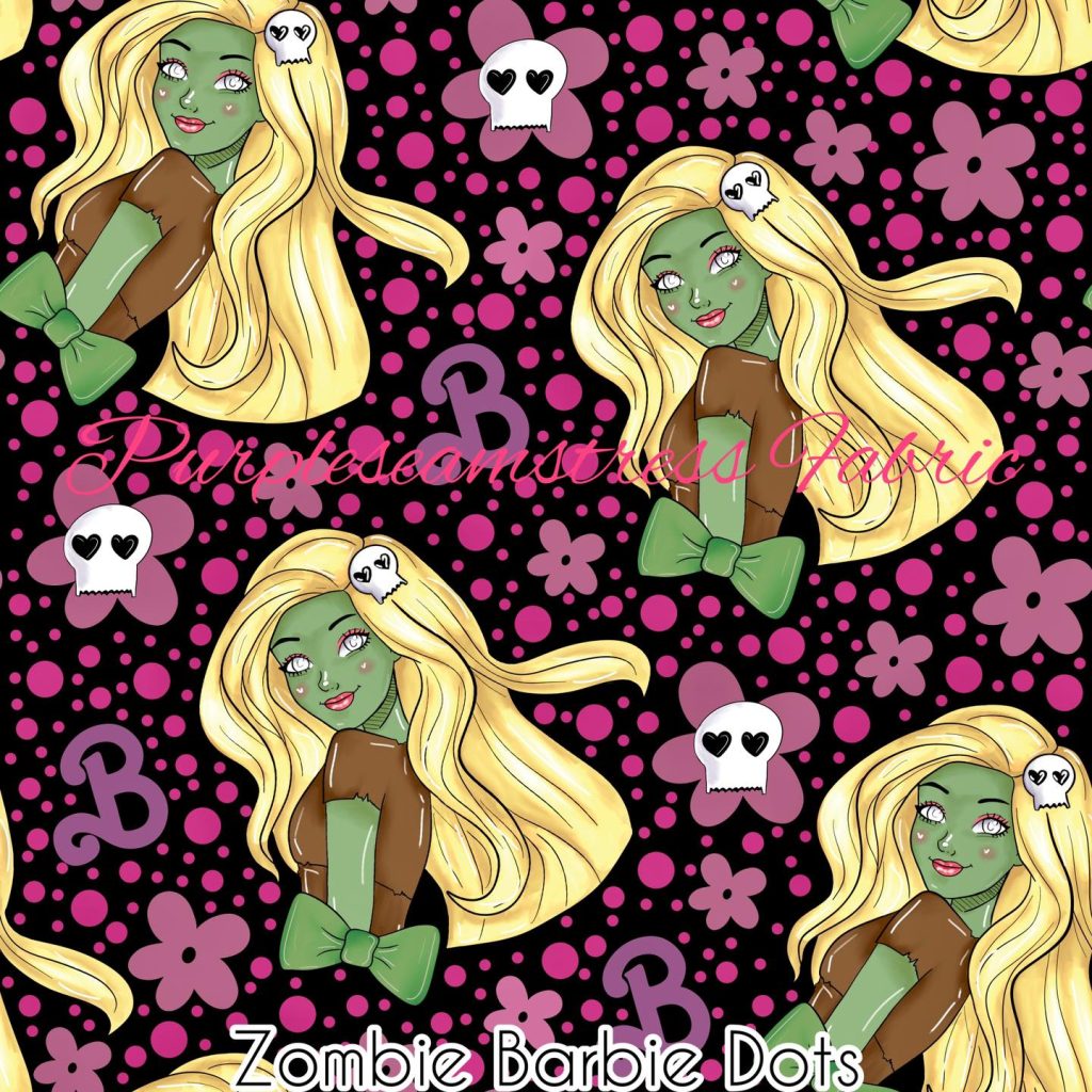 Zombie Barbie Dots Cotton Lycra – Purpleseamstress Fabric