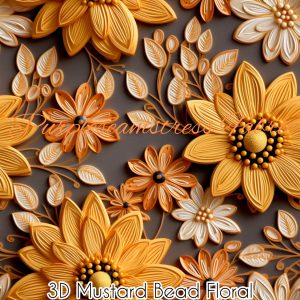 3D Mustard Bead Floral - Fabric