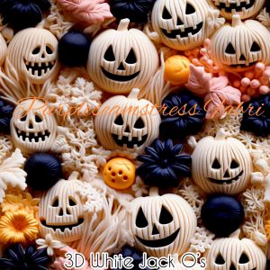 3D White Jack O's - Fabric