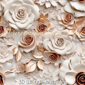 3D White Gardenias - Fabric