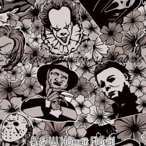 B & W Horror Floral - Fabric